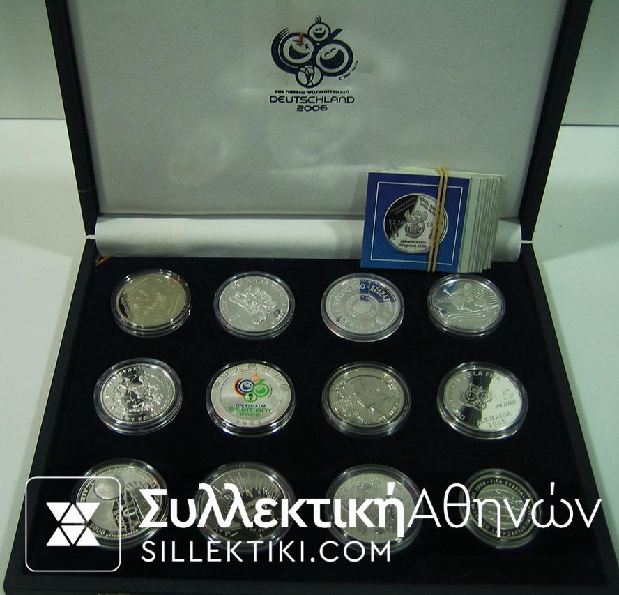 Collection of 12 Silver Proof Coins of Mundial 2006