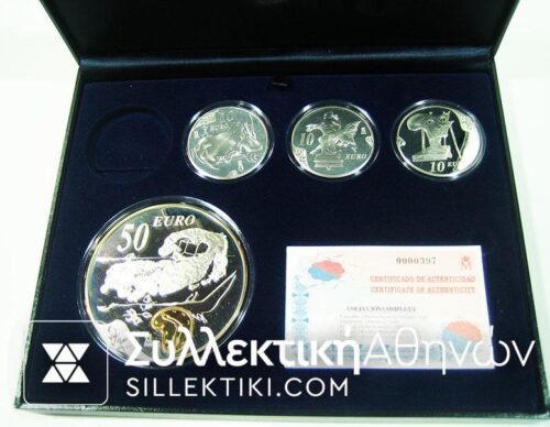 SPAIN 4 X SILVER EURO COINS PROOF