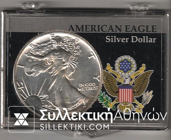 USA 1 Ounce 1990 in beautiful case UNC