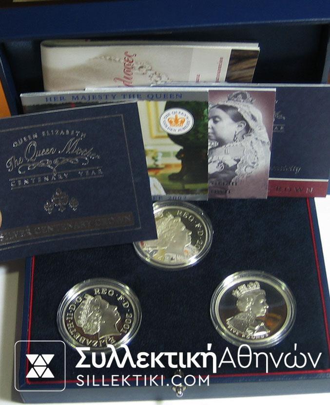 GR. BRITAIN 3 X 5 Pounds 2000-01-02 Proof