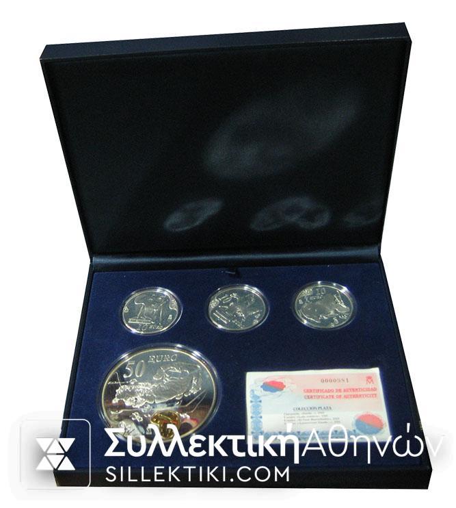 SPAIN 10 & 50 Euro 4 Pc. Salvador Dali - Centenary Proof Set