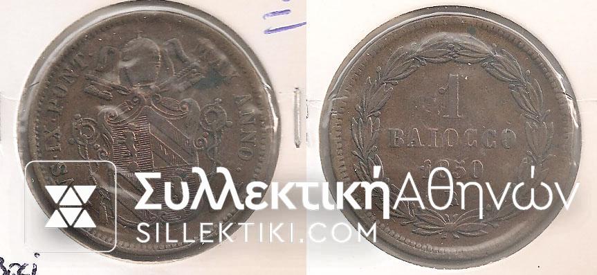 VATICAN 1 Baiocco 1850 R AU