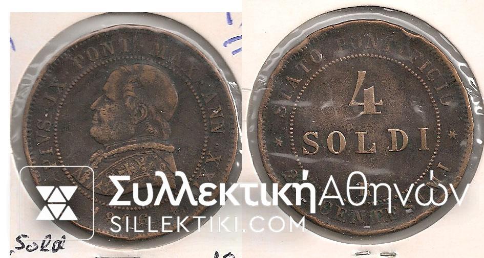 VATICAN 4 Soldi 1866 R XF