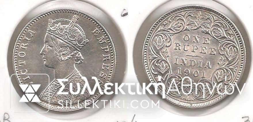 BRITISH INDIA 1 Rupee 1901 BU