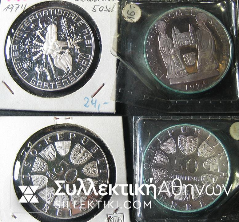 AUSTRIA 2 x 50 Schilling 1974 Proof