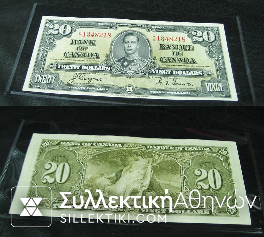 CANADA 20 Dollar 1937 AXF