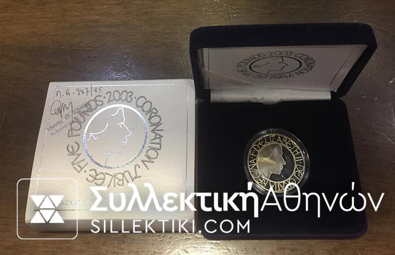 GR. BRITAIN 5 Pounds 2003 Coronation Proof