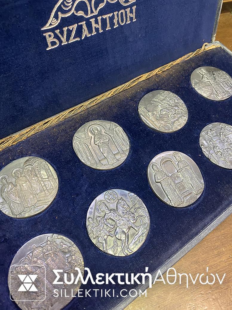 Κασετίνα με 9 Ασημένια Μετάλλια "ΒΥΖΑΝΤΙΟΝ" της Συλλεκτικής