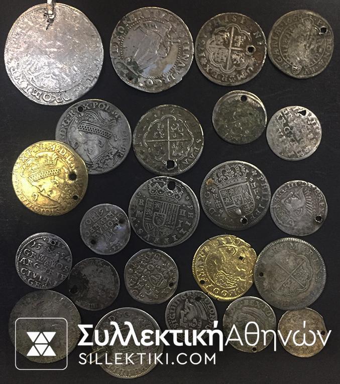 Έξοχο λότο 16ου εώς 18ου αιώνα με 23 ασημένια σπάνια νομίσματα