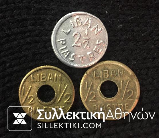 LEBANON 1/2 Piastre x 2 and 2