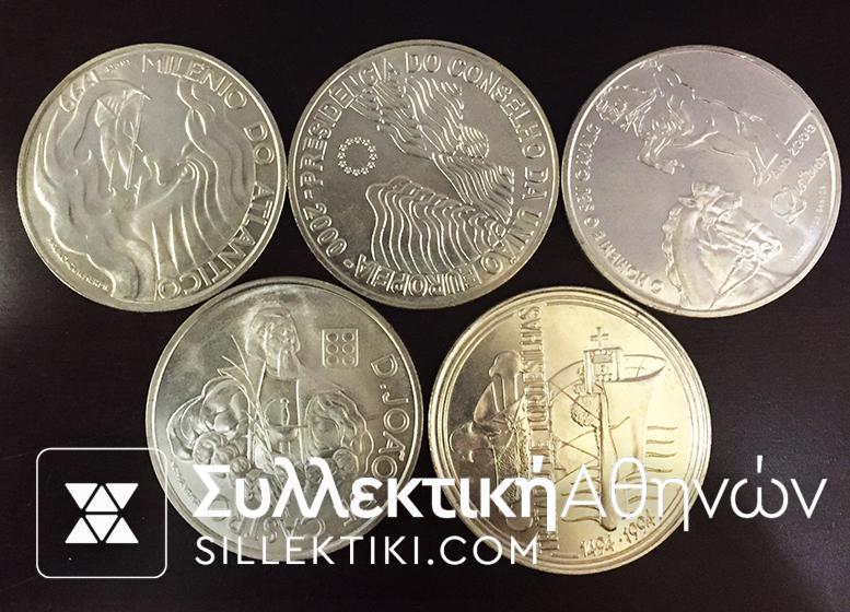 PORTUGAL 5 silver coins of 1000 Escudos 1994-2000 UNC