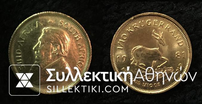 SOUTH AFRICA 1/10 Krugerrand 1981 AU