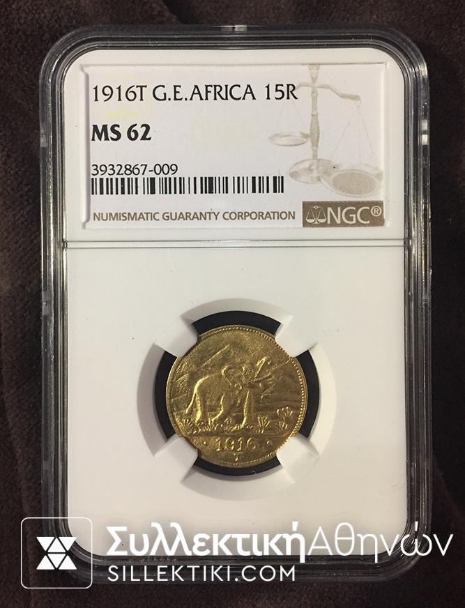 GERMANY-EAST AFRICA 15 Rupien 1916 MS62 RRR