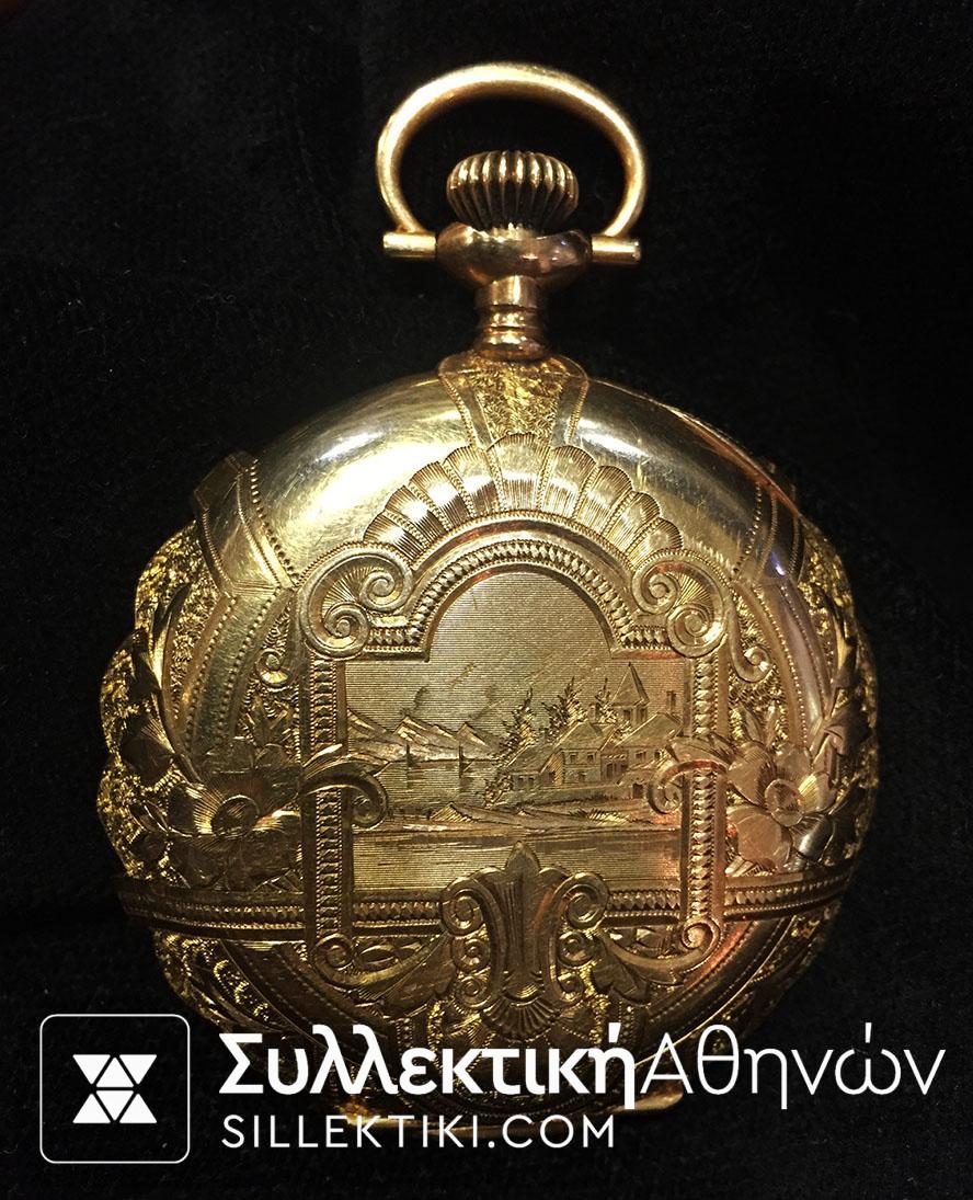 Ολόχρυσο ρολόι τσέπης ELGIN