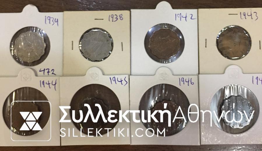 CYPRUS Collection of 8 X Piastre 1934-1949 VF to AU