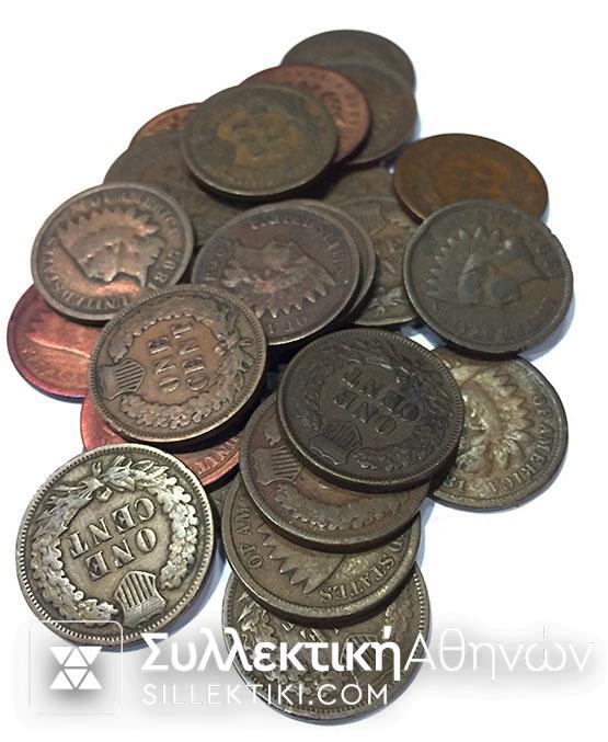 ΑΜΕΡΙΚΗ ΙΝΔΙΑΝΟΙ ΣΥΛΛΟΓΗ 25 ΔΙΑΦΟΡΕΤΙΚΑ 1 Σεντς 1864-1909 F to VF