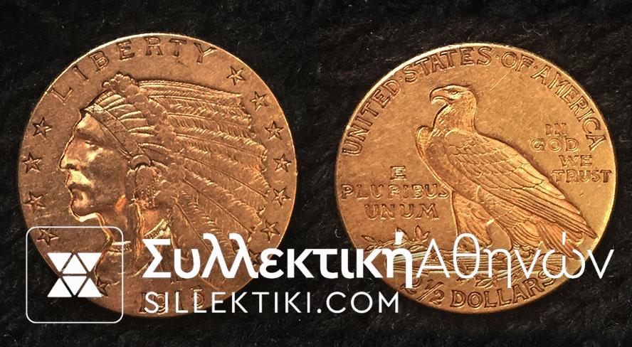 USA 2 1/2 Dollar 1915 Gold Indian XF