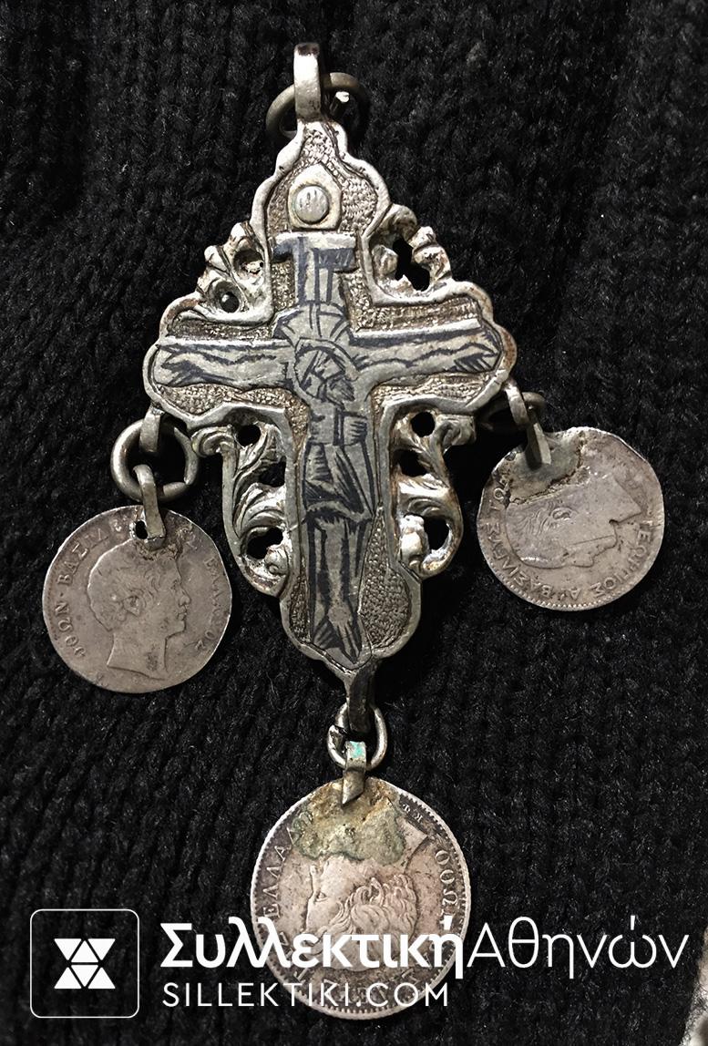 Old Silver Handmade Cross
