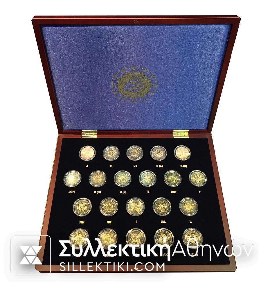 Collection of 21 Coins 2 Euro "10 Year Euro" UNC
