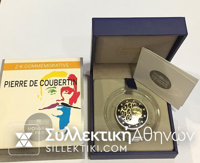 FRANCE 2 euro2013 "Pierre De Coubertin" Proof