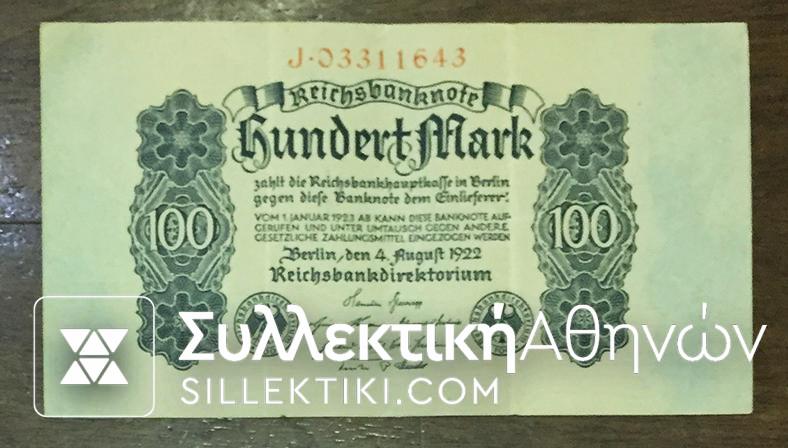GERMAN 100 Mark 1922 XF+
