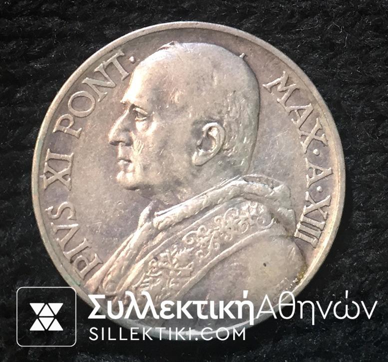 VATICAN 10 Lire 1934 VF/XF