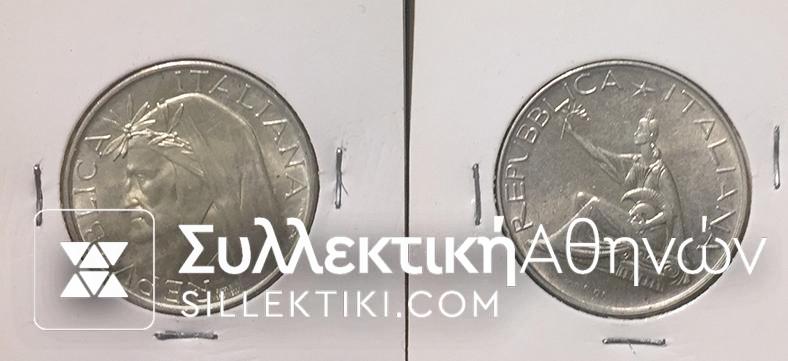 ITALY 2 %00 Lire 1961 and 1965 UNC