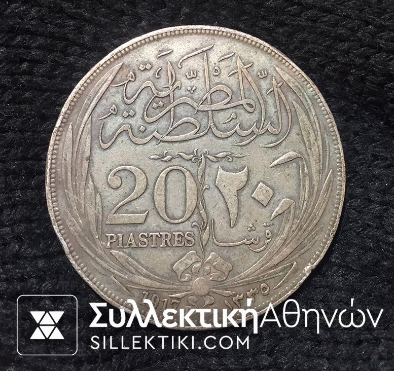 EGYPT 20 Piastre 1917 VF+