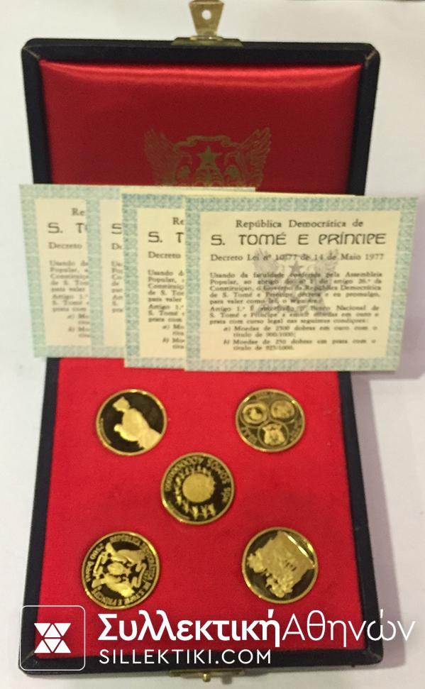 SAINT THOMAS Set Of 5 Gold Coins Proof 1977 RARE