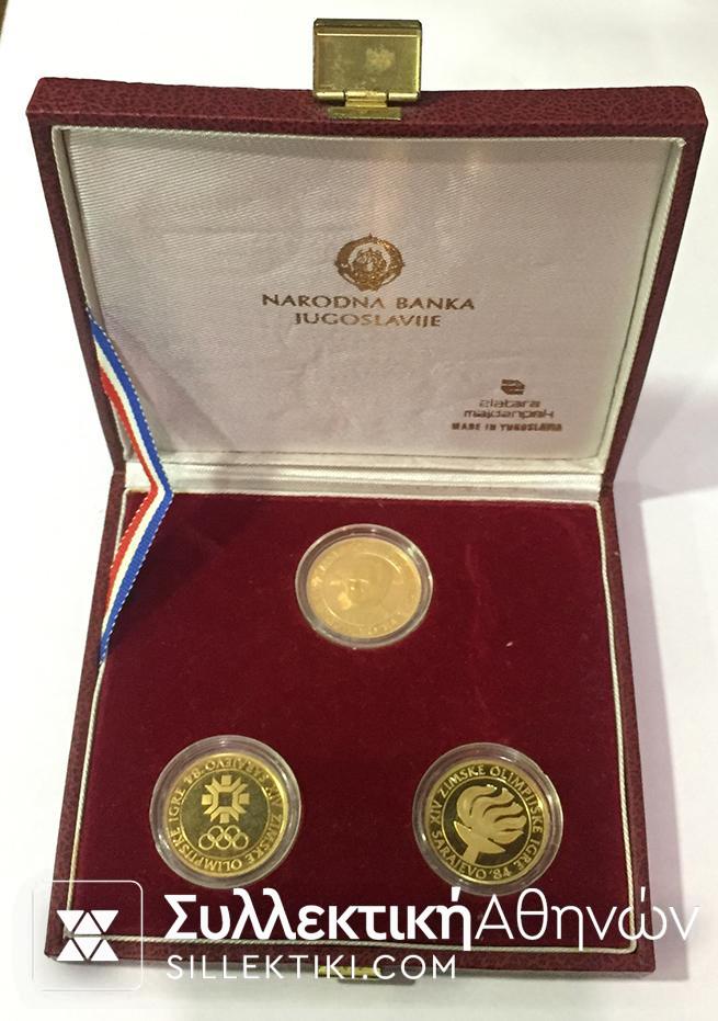 YUGOSLAVIA Set (3) Gold Olympic Coins Proof