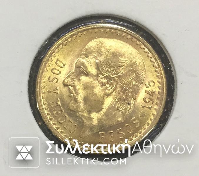 MEXICO 2 1/4 Pesos 1945 UNC