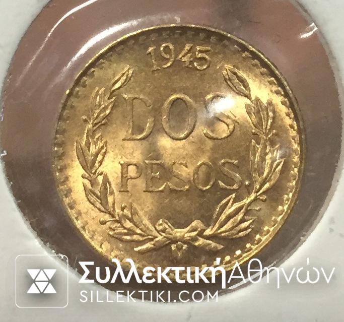 MEXICO 2 Pesos 1945 UNC