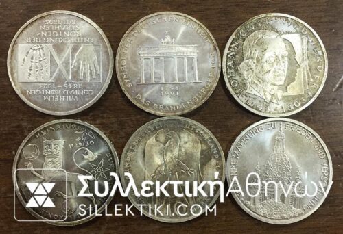 GERMANY 6 X 10 MARK DIFERENT UNC