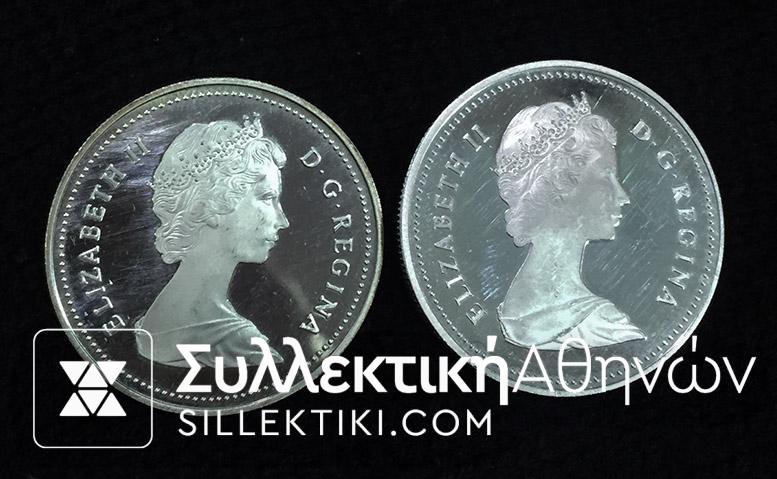 CANADA 2 X Dollar 1982 and 1986v Proof