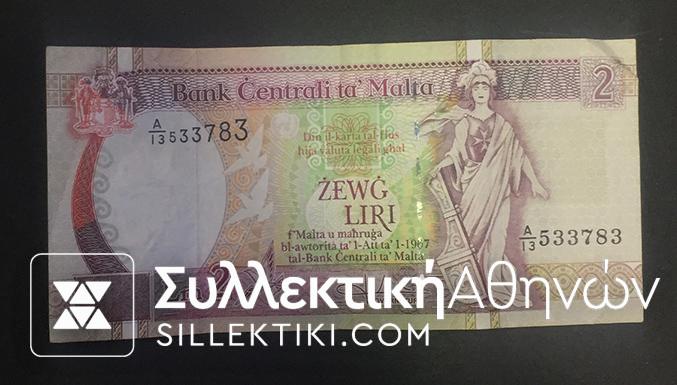 MALTA 2 Lire XF