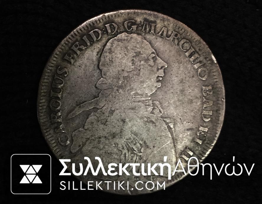 GERMAN STATES Thaler 1765 .Carolus Frid. VF RARE