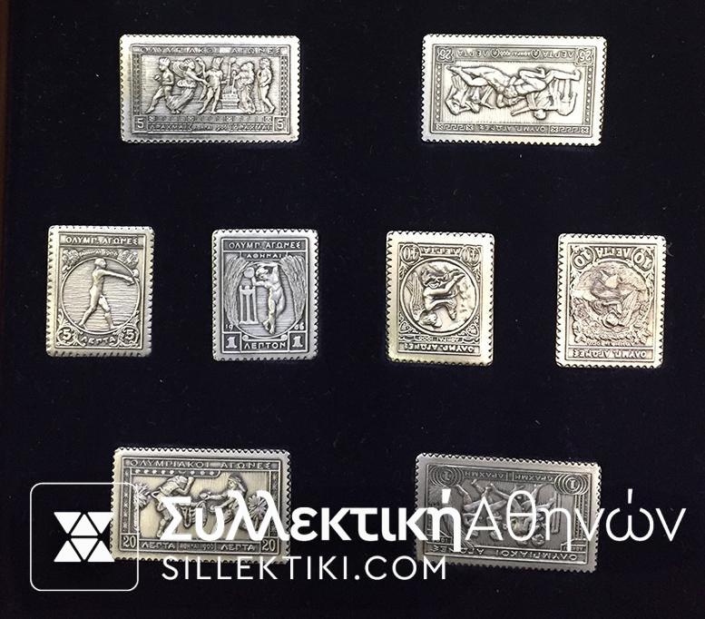 Κασετίνα ΕΛΤΑ με ασημένια γραμματόσηα της σειράς των Β Ολυμπιακών αγώνων