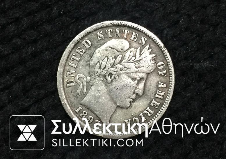 USA Dime 1897 AXF
