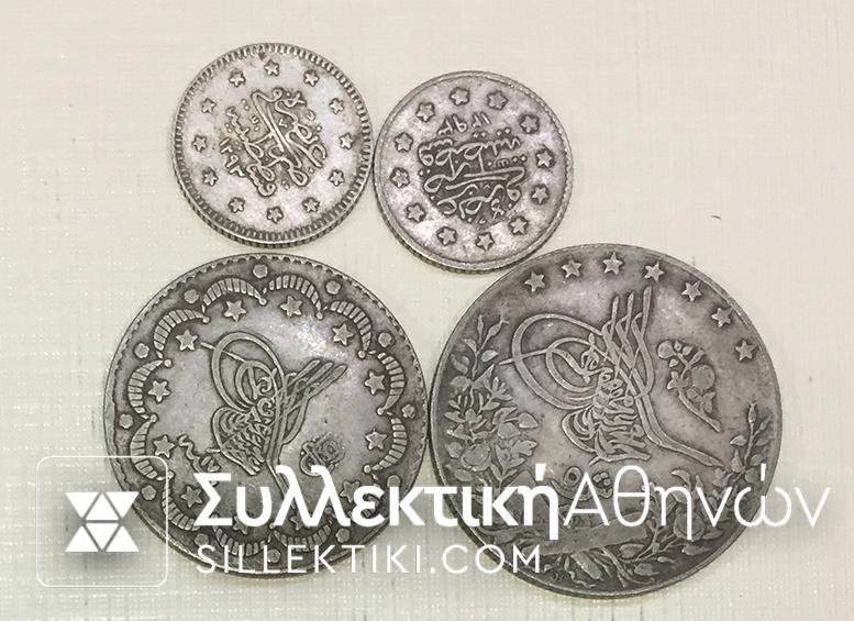 TURKEY 4 Silver Coins VF-XF