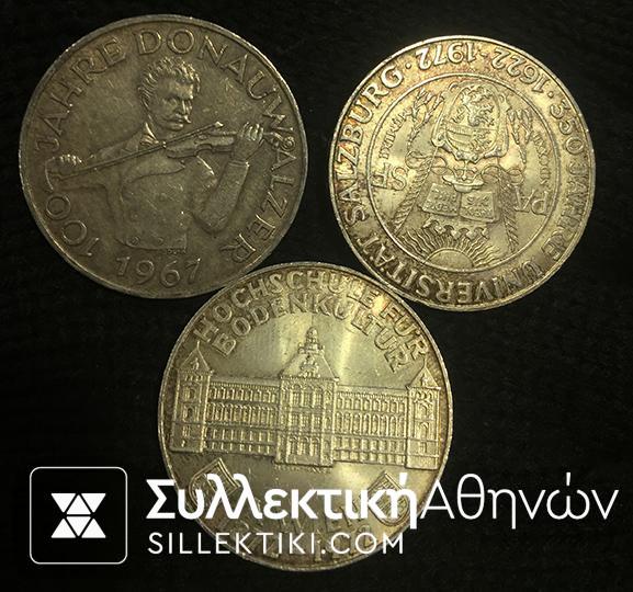 AUSTRIA 3 X 50 Shilling 1967 and 1972