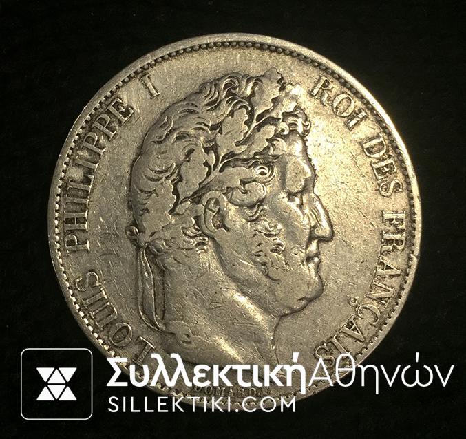 FRANCE 5 fr. 1844 F/VF