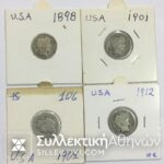 USA 4 X Barber Dimes 1898