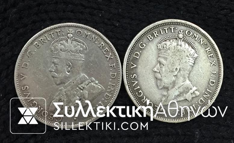 AUSTRALLIA 2 Different Florin 1927 VF/XF