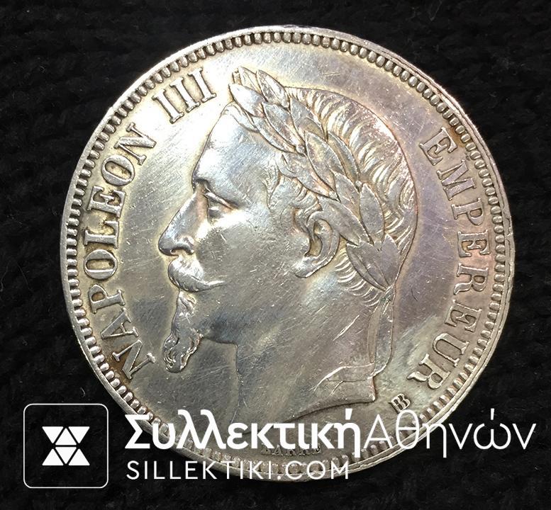 FRANCE 5 Franc 1867 XF/AU