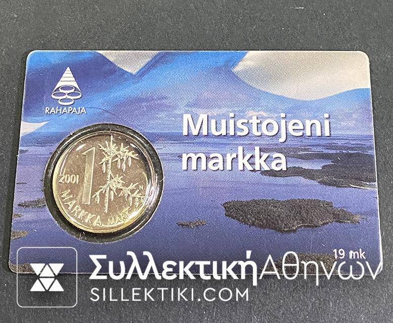 FINLAND coincard 2001 1 Markka
