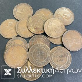 ΑΥΣΤΡΑΛΙΑ Συλλογή 17 Διαφορετικά κέρματα της μίας Πένας 1910-1936 VF