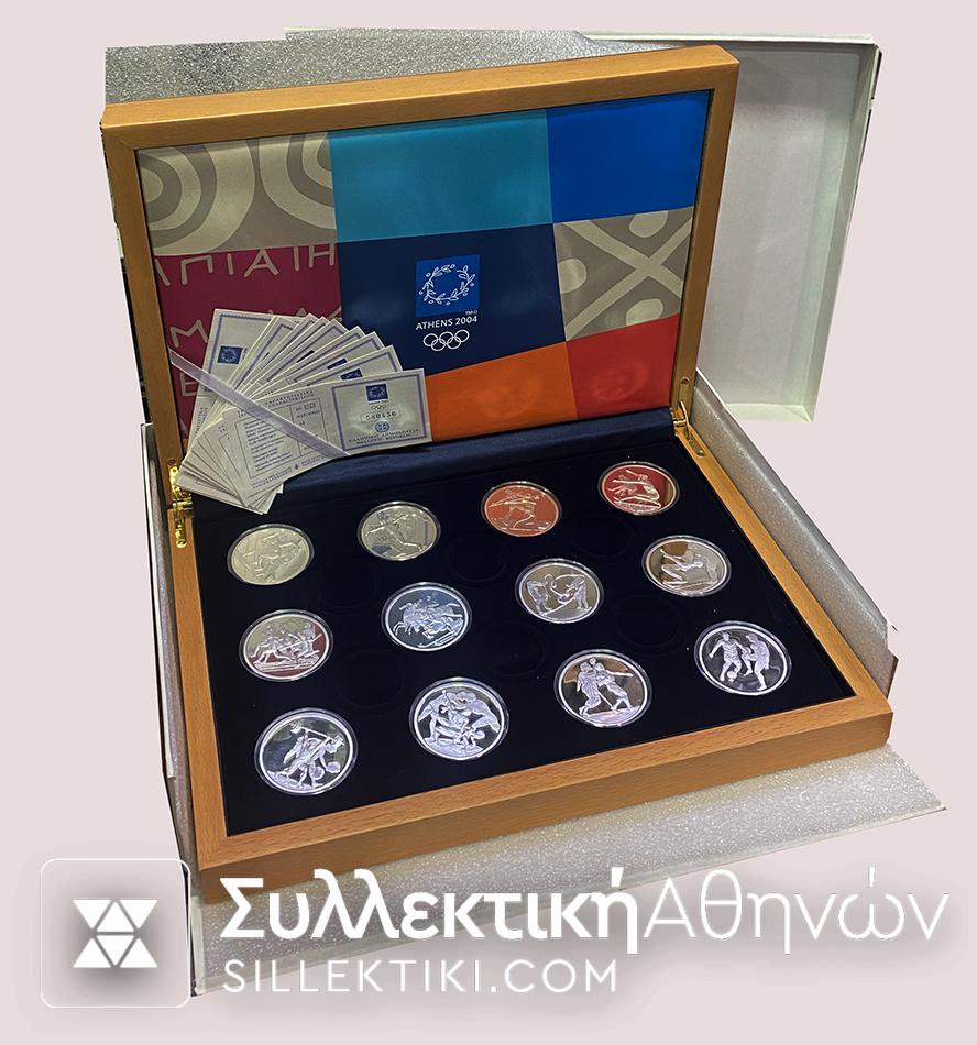 Set 12 Silver Coins 10 Euro of Olympic Games Athens 2004