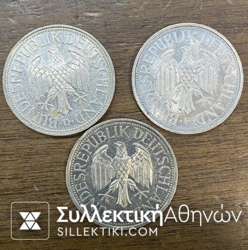 GERMANY3 Different Coins Of 1 Mark AU/UNC