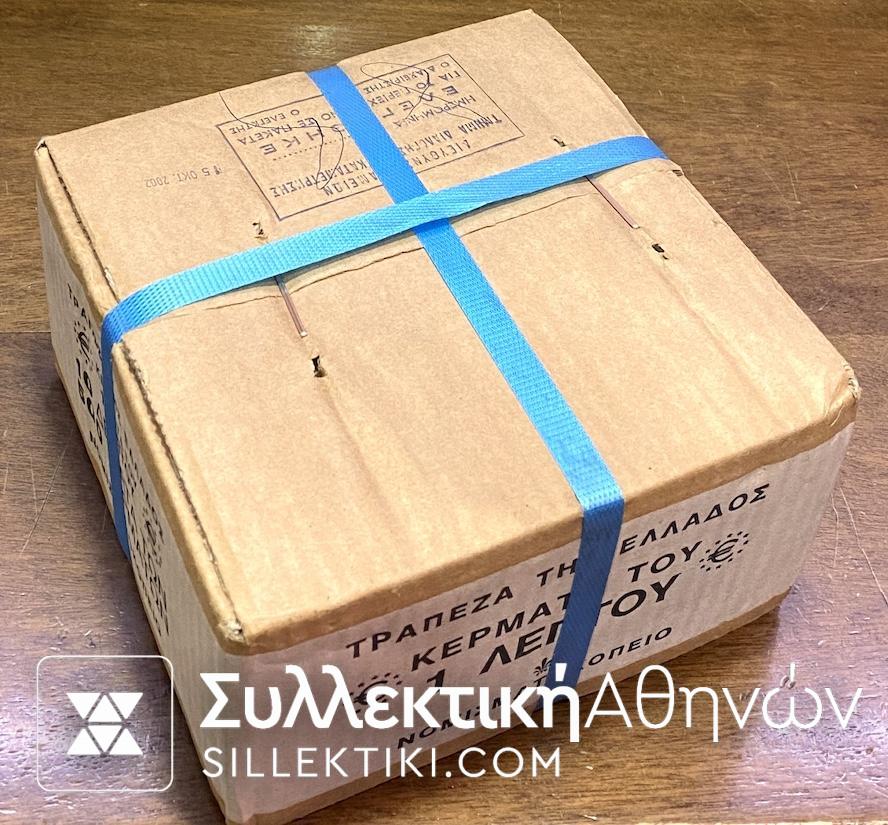 Bank Box With 100 Rolls of 1 Lepto 2002 UNS (5.000 Pcs)