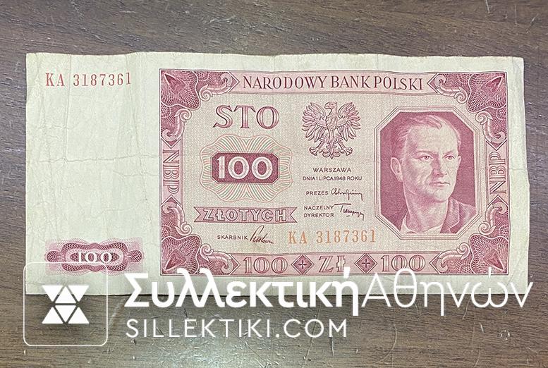 POLAND 100 Zloty 1948 VF